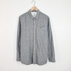 FOLK Clothin Men's Gray Chambray Button Down Shirt 100% Cotton size 4